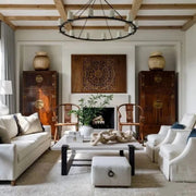 Pauillac Round Chandelier White Fabric 48'',Modern Chandelier