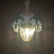 French retro all copper carved crystal Pendant light