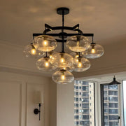 Cabrette Clear/Amber Glass Round Chandelier 36