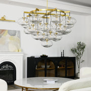 Cabrette Clear/Amber Glass Round Chandelier 48