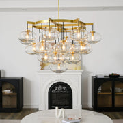 Cabrette Clear/Amber Glass Round Chandelier 48