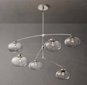 Cabrette Clear/Amber Glass Mobile Round Chandelier 48″/60