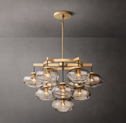 Cabrette Clear/Amber Glass Round Chandelier 36