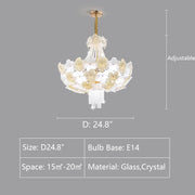 Modern Light Luxury Designer Style Flower Light Crystal Chandelier for Living Room/Bedroom/Big Entryway