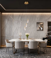 Kathleen Rock Crystal Modern LED 3 Light Long shape Pendant Lamp Fixture
