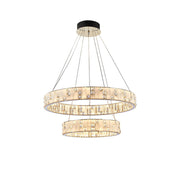 Aria Tiered Round Crystal Alabaster Chandelier
