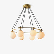 Miira Alabaster Round Modern Dining Room Light Fixtures, Living Room Chandeliers