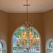 Rococo Iron & Crystal Round Chandelier