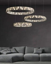 Aria Tiered Round Crystal Alabaster Chandelier