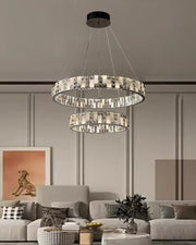 Aria Tiered Round Crystal Alabaster Chandelier