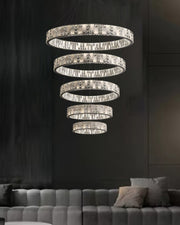 Aria Tiered Round Crystal Alabaster Chandelier