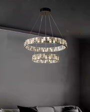 Aria Tiered Round Crystal Alabaster Chandelier