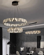Aria Tiered Round Crystal Alabaster Chandelier