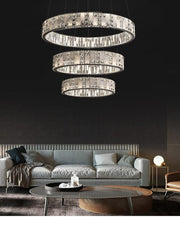 Aria Tiered Round Crystal Alabaster Chandelier