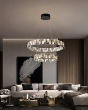 Aria Tiered Round Crystal Alabaster Chandelier