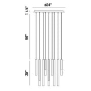 18-Light 24in Integrated Led Multi Drop Chandelier