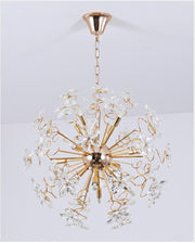 Golden Faceted Crystal Petal Dandelion Chandelier 24