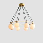 Miira Alabaster Round Modern Dining Room Light Fixtures, Living Room Chandeliers