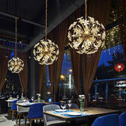 Golden Faceted Crystal Petal Dandelion Chandelier 24