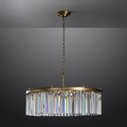 1920s Odeon Crystal Round Chandelier Brass 32