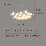 Oversize Modern Glass Ball Bubble Light Art Chandelier for Living/Dining Room/Clothing Store