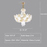Modern Light Luxury Designer Style Flower Light Crystal Chandelier for Living Room/Bedroom/Big Entryway