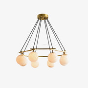Miira Alabaster Round Modern Dining Room Light Fixtures, Living Room Chandeliers