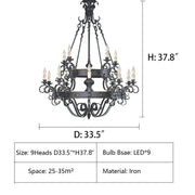 Vintage Iron Simple Candle Art Chandelier