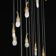 Kathleen 24 Light Short-eggplants Modern Rock Crystal Chandelier Staircase