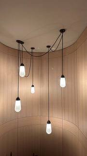 Modern Floating Pears-inspired Frosted Glass Chandelier for High-ceiling