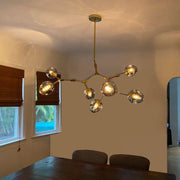 Metal Releaf Horizontal Globe Branching Bubble Chandelier