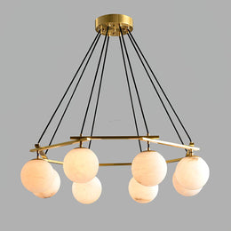 Miira Alabaster Round Modern Dining Room Light Fixtures, Living Room Chandeliers