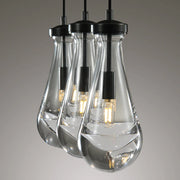 Rain Glass Round Chandelier 3 Lights (Cord)