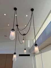 Modern Floating Pears-inspired Frosted Glass Chandelier for High-ceiling