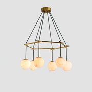 Miira Alabaster Round Modern Dining Room Light Fixtures, Living Room Chandeliers
