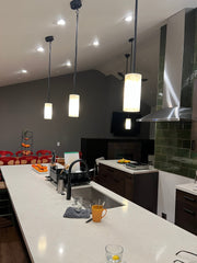 Hand Carved Alabaster Cylinder Pendant Light