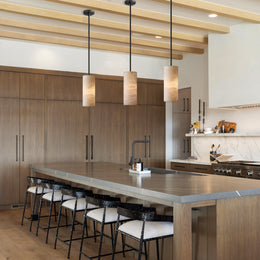 Hand Carved Alabaster Cylinder Pendant Light