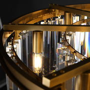 1920s Odeon Crystal Round Chandelier Brass 32