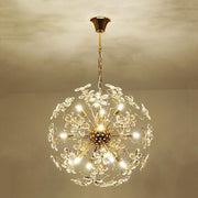 Golden Faceted Crystal Petal Dandelion Chandelier 24