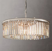1920s Odeon Crystal Round Chandelier Polished Nickel 32