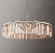 1920s Odeon Crystal Round Chandelier Polished Nickel 32