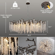 Modern Crystal Chandelier for Dining Room, Black Luxury Round Tree Branches Design