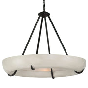 Orion Alabaster Round Modern Dining Room Light Fixtures, Living Room Chandeliers