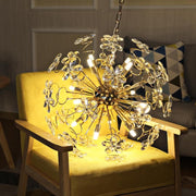 Golden Faceted Crystal Petal Dandelion Chandelier 24