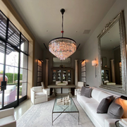 1920s Odeon Crystal Round Chandelier for Living Room, Interior lighting