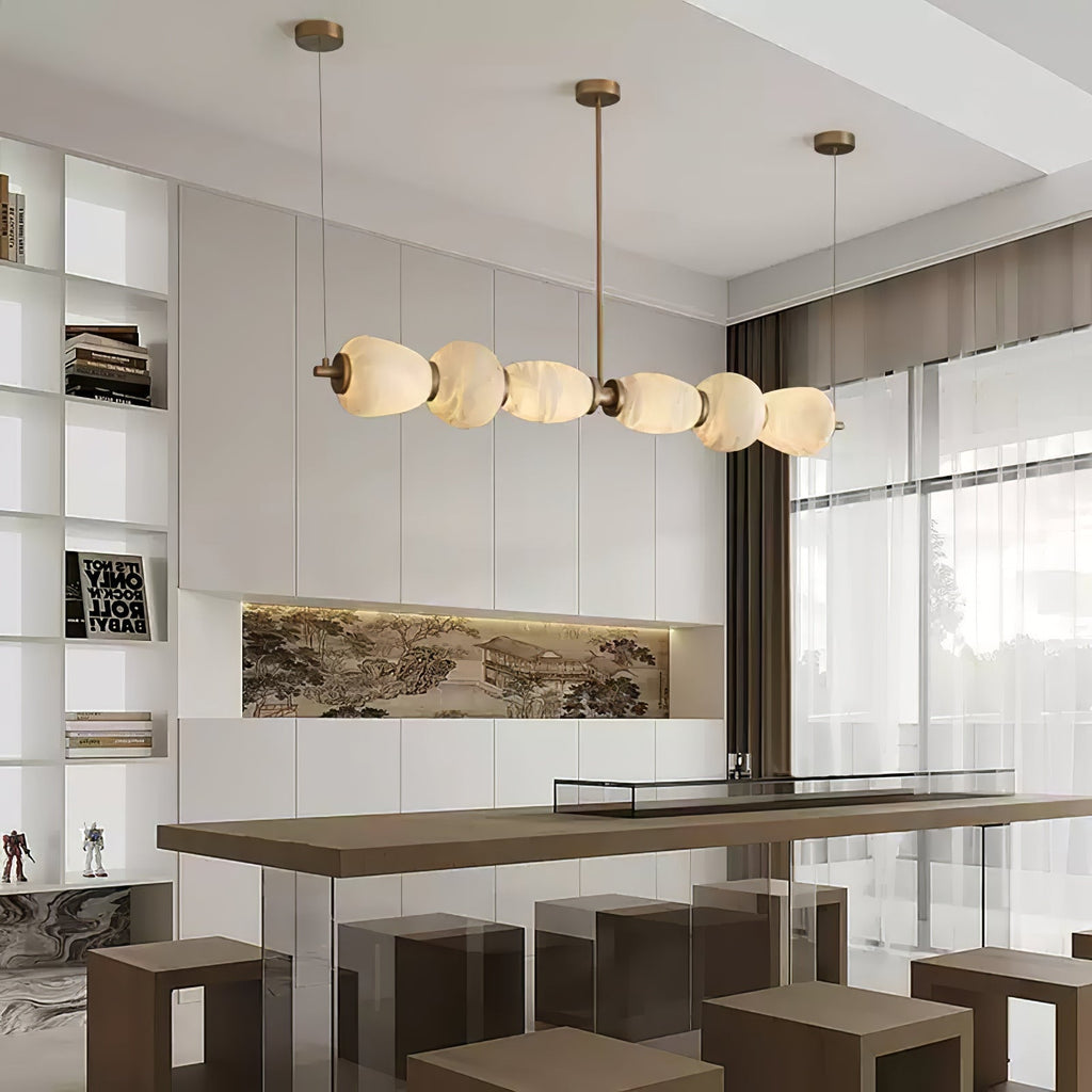 Alabaster Pebble Linear Modern Dining Room Light Fixtures, Living Room ...