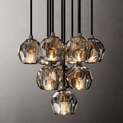 Luxury Boule De Cristal Clear/Smoke Ball Round Cluster Chandelier Light 14