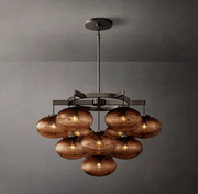 Cabrette Clear/Amber Glass Round Chandelier 36