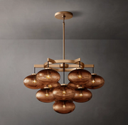 Cabrette Clear/Amber Glass Round Chandelier 36