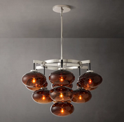 Cabrette Clear/Amber Glass Round Chandelier 36